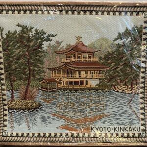 Japanese Textile Art Woven Tapestry of Golden Pavilion